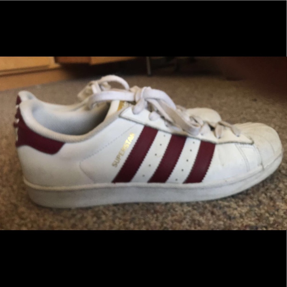 Maroon adidas superstars